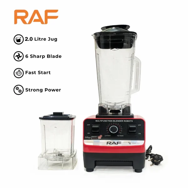 RAF 2-in-1 Electric Blender 2400W High Power | 2L Unbreakable Jug & Grinder