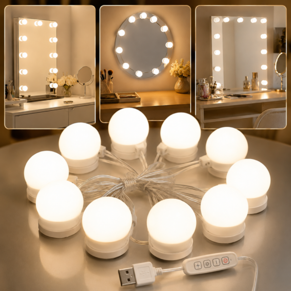 Vanity Light LED Bulbs for Makeup Mirror Stand | 10 Bulbs with 3 Light Modes