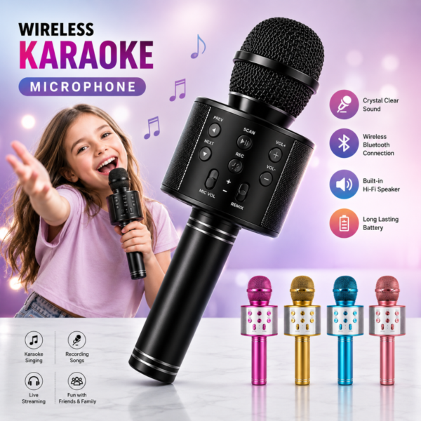 WS-858 Wireless Bluetooth Microphone Karaoke Speaker