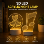 3D Acrylic LED Night Light for Bedroom Decor Bedside Lamp
