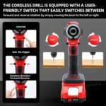 48V Cordless Drill Machine Kit with 2 Rechargeable Batteries & Accessories Carry Case - Image 8