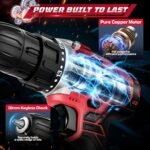 48V Cordless Drill Machine Kit with 2 Rechargeable Batteries & Accessories Carry Case - Image 7