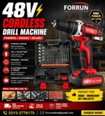 48V Cordless Drill Machine Kit with 2 Rechargeable Batteries & Accessories Carry Case - Image 2