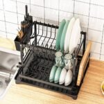 2 Layer Rust Proof Dish Drying Rack | Imported Kitchen Rack - Image 3