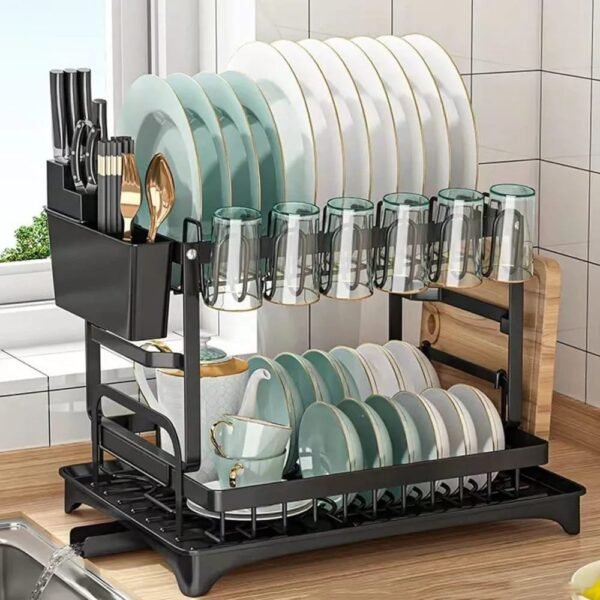2 Layer Rust Proof Dish Drying Rack | Imported Kitchen Rack