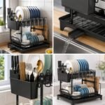 2 Layer Rust Proof Dish Drying Rack | Imported Kitchen Rack - Image 4
