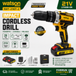 Watson 68V Cordless Impact Drill Machine Kit with 2 Batteries | 10mm Keyless Chuck | Electric Power Tool
