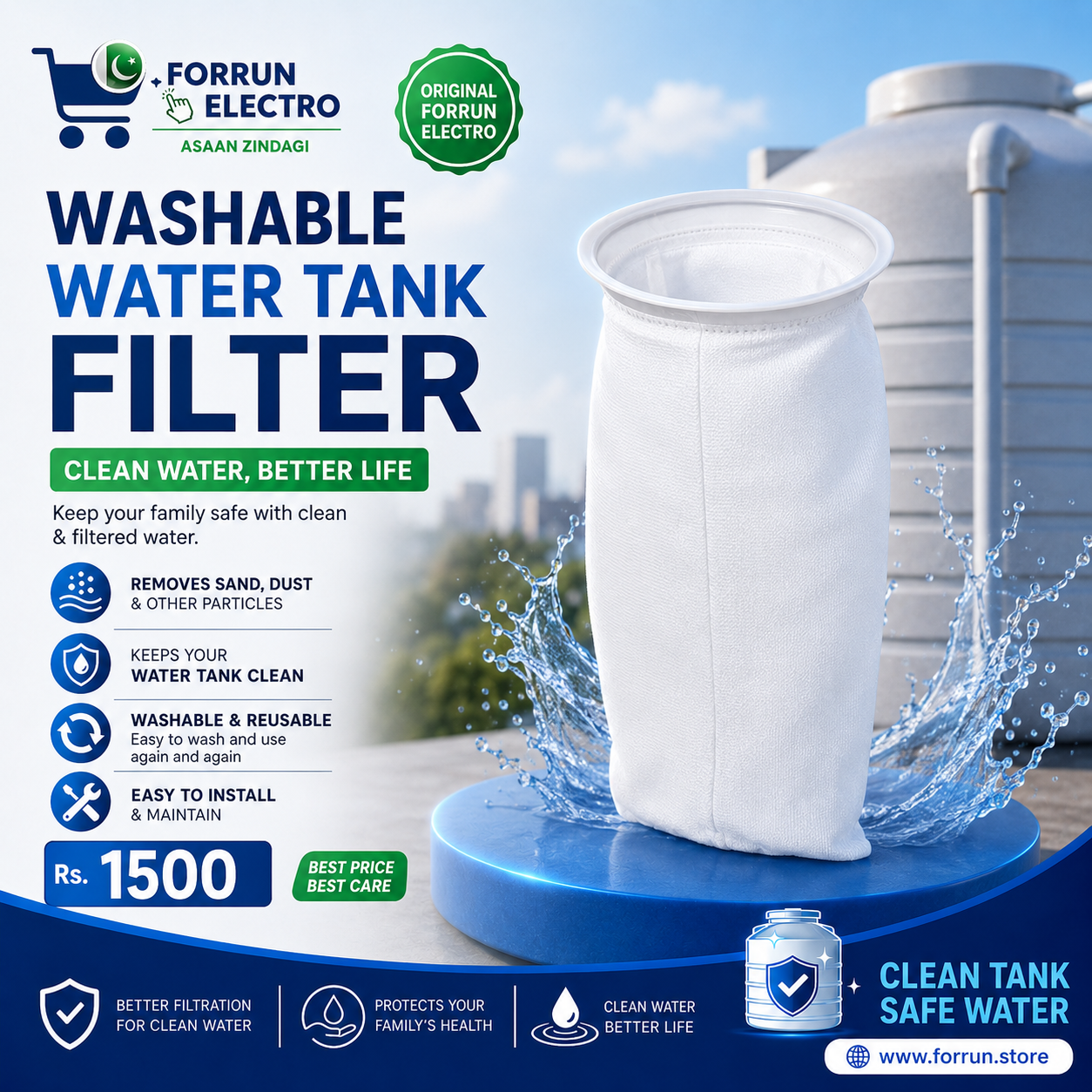 ChatGPT Image Aug 13, 2026, 08_44_24 PM Original Forrun Electro Washable Water Tank Filter Bag – Reusable Water Filter Bag - Image 1