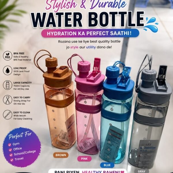 Stylish 700ml Water Bottle – Leak Proof Dual Drinking Lid
