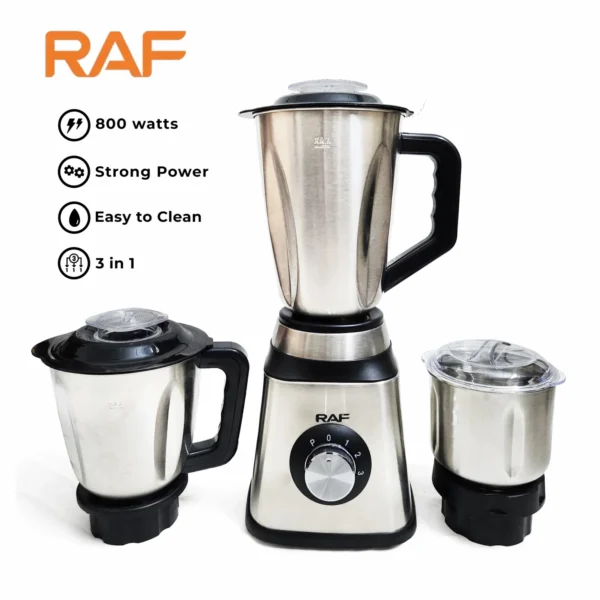 RAf R.8205 3-in-1 Stainless Steel Electric Blender & Grinder – 2L 800W