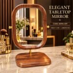 Luxury Oval Table Mirror – Wooden Frame & Base