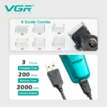 VGR V-196 Professional Hair Clipper with LED Display - Image 3